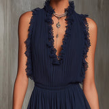 Joséphine | Elegante geplooide playsuit met kant