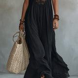 Triana | Zwarte bohemian maxi-jurk met kanten details