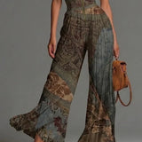 María | Bohemian chiffon jumpsuit met etnische print en wijde pijpen