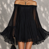 Léonie | Elegante off-shoulder mini-jurk met wijde mouwen