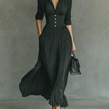 Geplooide jurk met reverskraag en hoge taille voor elegante look
