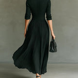Geplooide jurk met reverskraag en hoge taille voor elegante look
