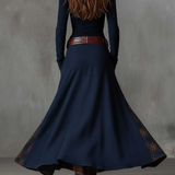 Maxi-jurk met suède look, ruitendetails en vintage bohemien stijl
