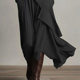 Maxi jurk met hoge hals en bohemien elegantie in paars