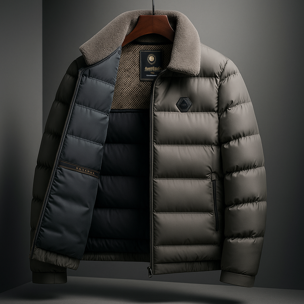 Gewatteerde donsjack met fleece kraag en superieure warmte