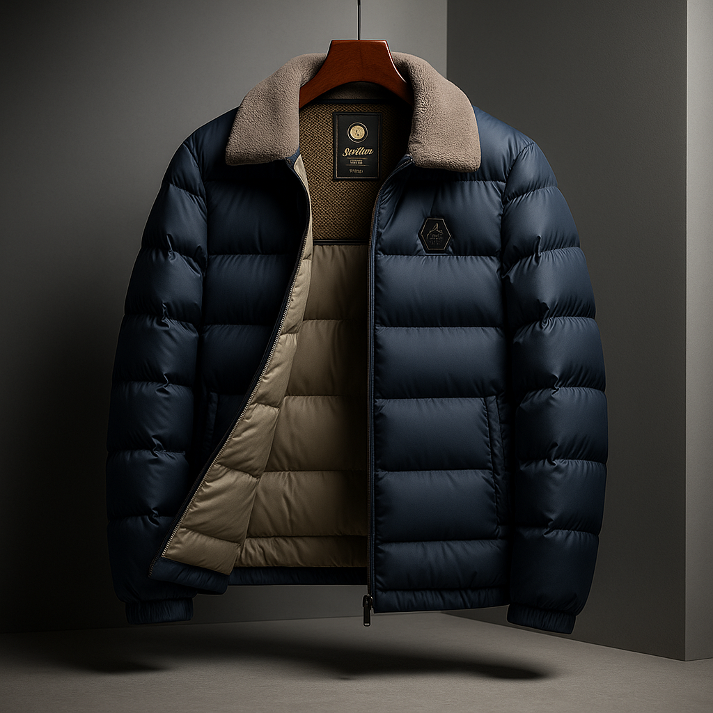 Gewatteerde donsjack met fleece kraag en superieure warmte