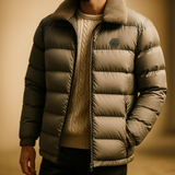 Gewatteerde donsjack met fleece kraag en superieure warmte