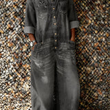 Denim jumpsuit met verstelbare schouderbanden en losse pasvorm