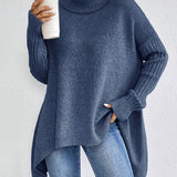 Oversized coltrui met zachte knit en verlengde achterkant