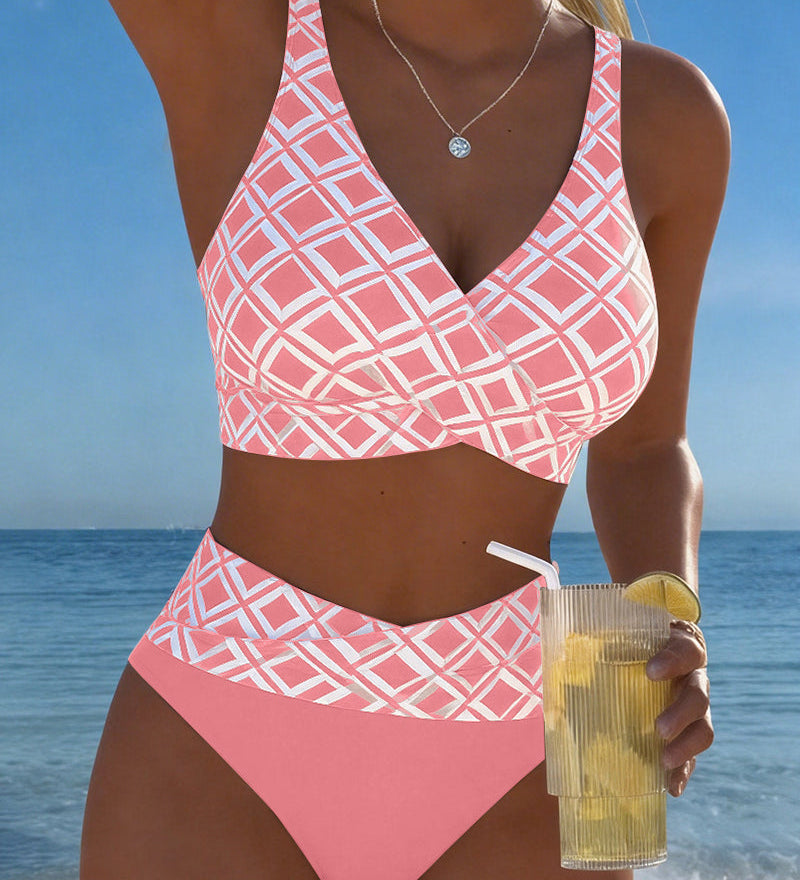 Twee-delig Bikini Met Bh-Snit En Diamantpatroon
