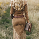 Suède jurk met franjes en westernstijl voor een stoere look
