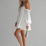 Maëlys | Luchtige boho off-shoulder mini-jurk