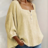 Blouse met vierkante hals en knoopsluiting voor een ontspannen look