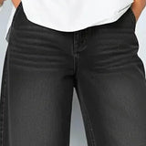 Katoenen broek met denim look en relaxte pasvorm