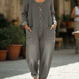 Renske | Denim jumpsuit met lange mouwen en relaxte pasvorm
