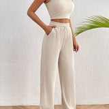 Nia | Tweedelige set met crop top en high-waist broek voor casual chic