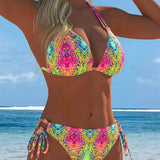 Bikini Kleurrijk Halter Druk
