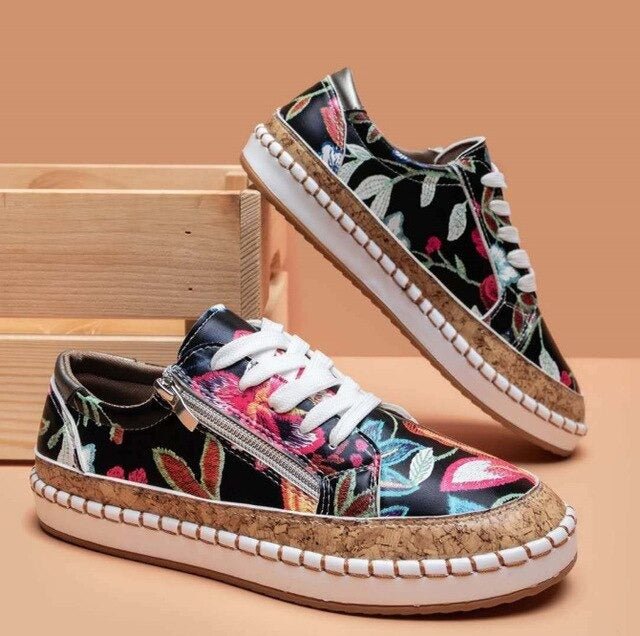 Orthopedische Sneakers met Vintage Bloemontwerp en Comfortabele Pasvorm