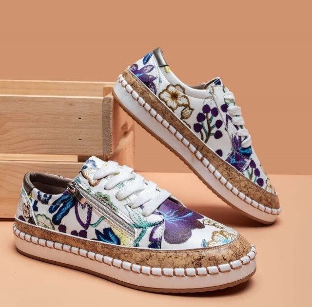 Orthopedische Sneakers met Vintage Bloemontwerp en Comfortabele Pasvorm