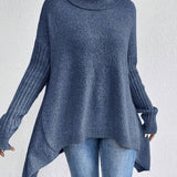 Oversized coltrui met zachte knit en verlengde achterkant