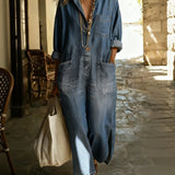Jolie | Denim jumpsuit met kraag en relaxte pasvorm voor casual chic