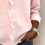 Blouse met V-hals en ruches voor een elegante uitstraling