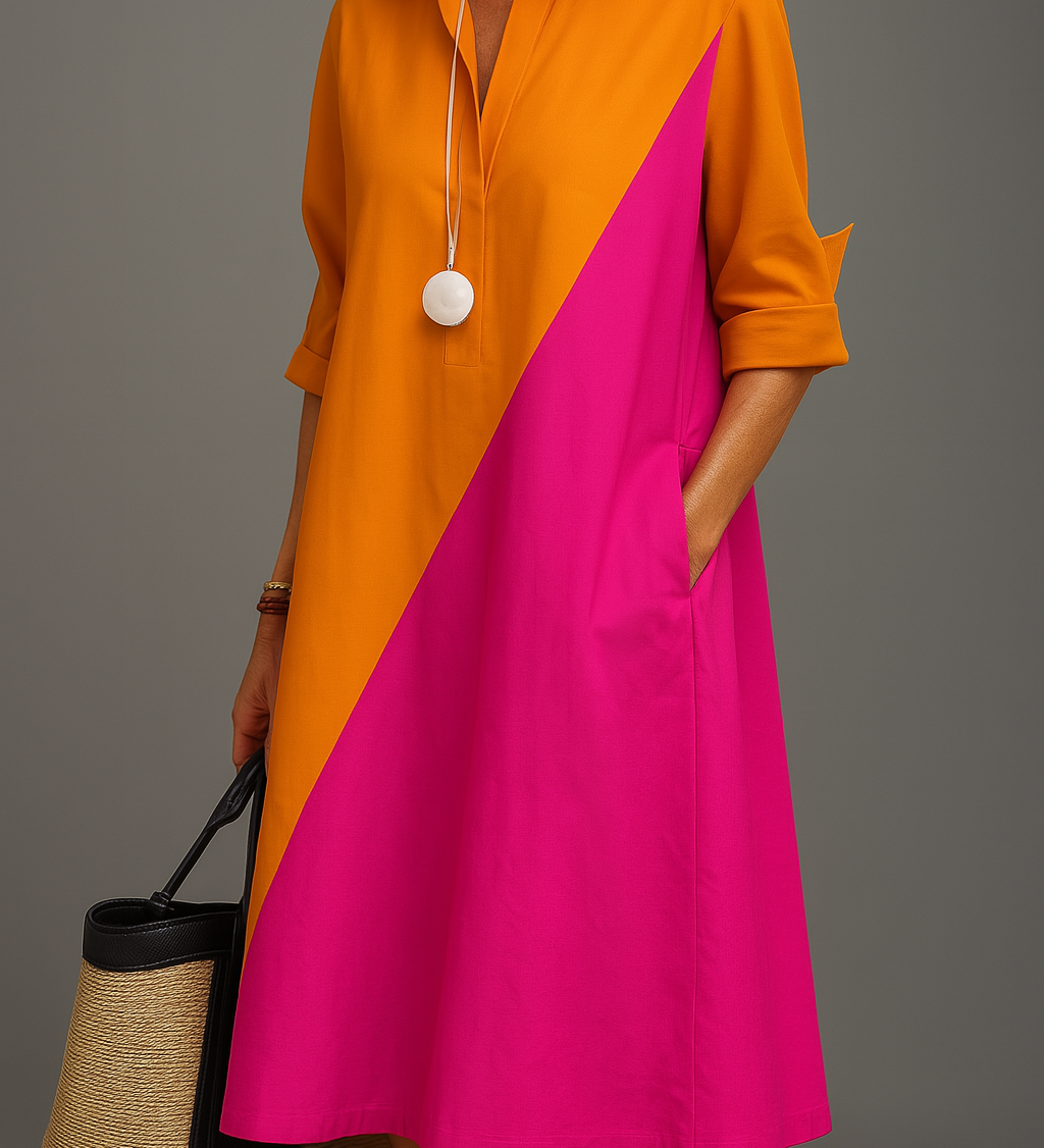 Midi jurk met elegante flow en tijdloze uitstraling