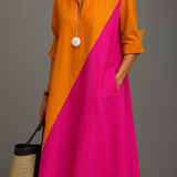 Midi jurk met elegante flow en tijdloze uitstraling