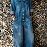 Denim jumpsuit met verstelbare schouderbanden en losse pasvorm