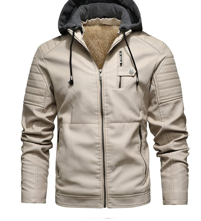 Joris | Jas met capuchon in leerlook voor een stoere uitstraling