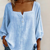 Blouse met vierkante hals en knoopsluiting voor een ontspannen look
