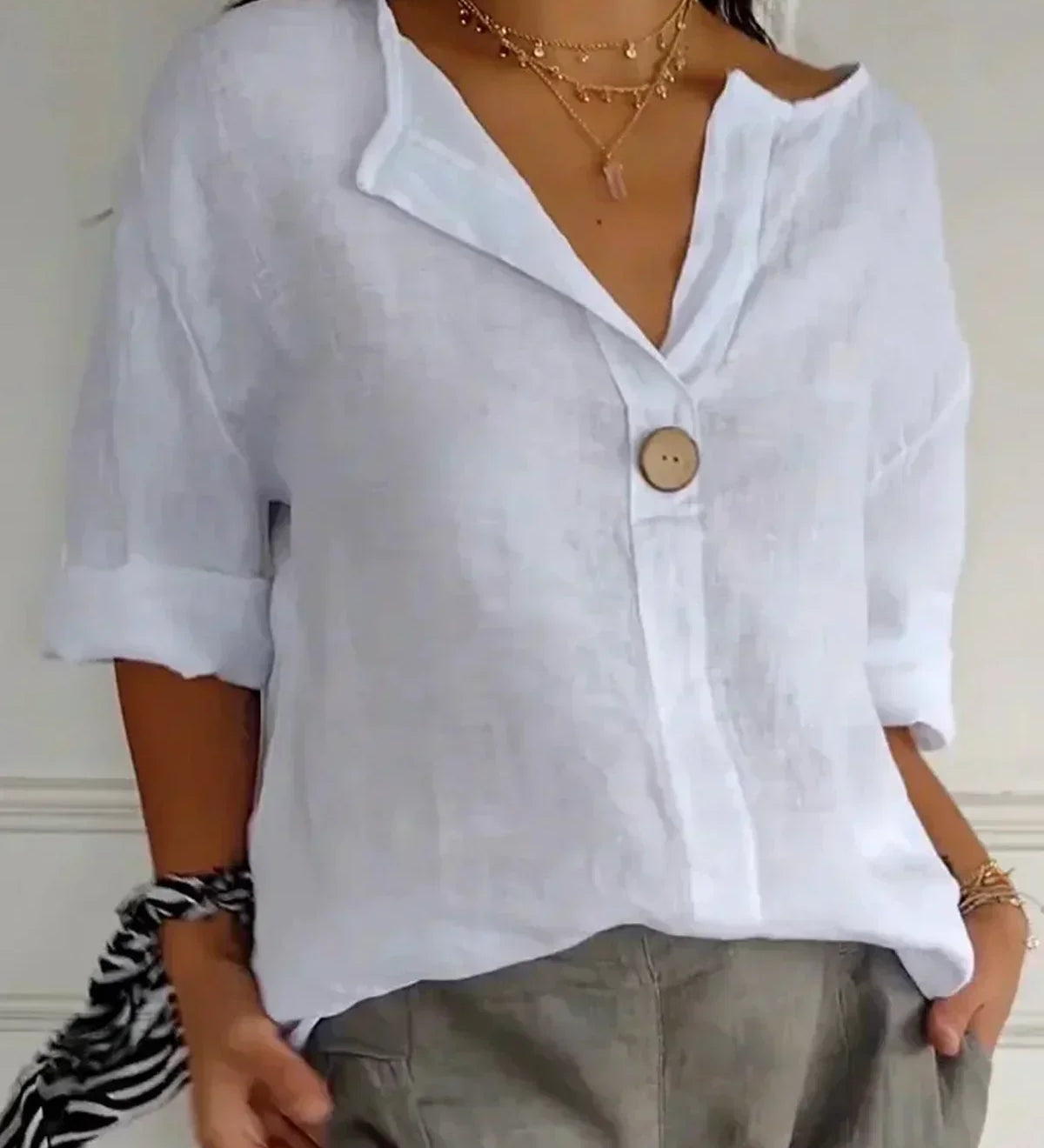 Blouse met V-hals en knopen voor dagelijks gebruik