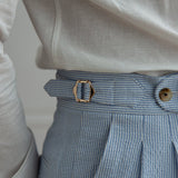 Katoenen broek met seersucker textuur en gouden zijverstellers