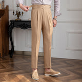 Casual broek met plooien en verstelbare pasvorm