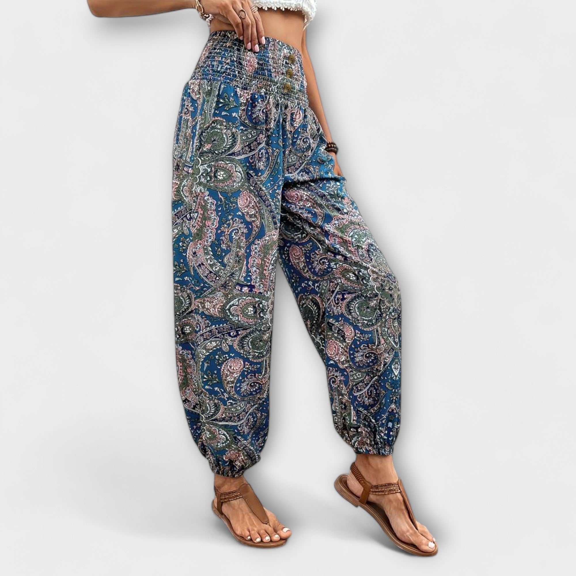 Broek met etnisch patroon en comfortabele pasvorm