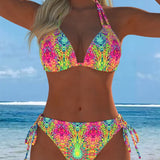 Bikini Kleurrijk Halter Druk