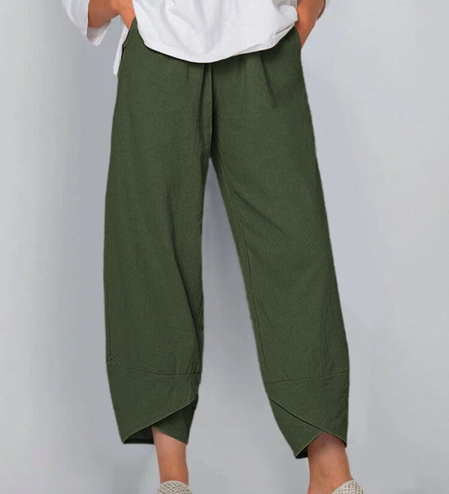 Katoenen linnen broek met los model en elegante casual uitstraling