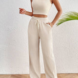 Nia | Tweedelige set met crop top en high-waist broek voor casual chic
