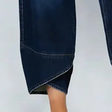 Katoenen broek met denim look en relaxte pasvorm
