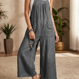 Denim jumpsuit met bretels en wijde pijpen voor een relaxte look