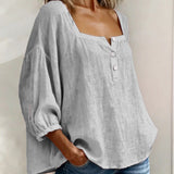 Blouse met vierkante hals en knoopsluiting voor een ontspannen look