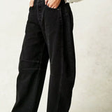 Katoenen barrel jeans met relaxte pasvorm en wide-leg model
