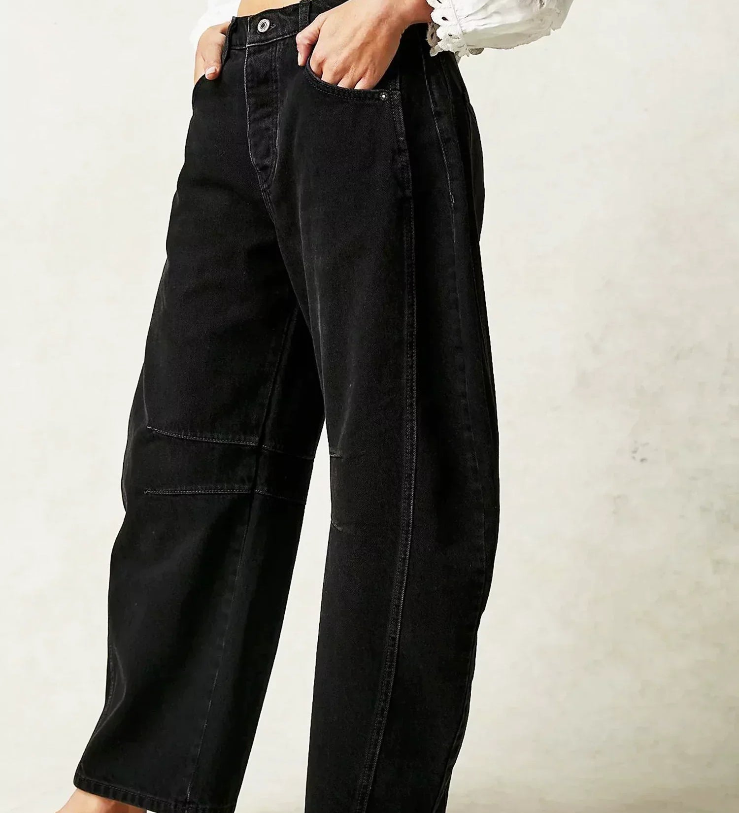 Katoenen barrel jeans met relaxte pasvorm en wide-leg model