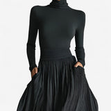 Maxijurk met hoge taille en elegante zijsplit