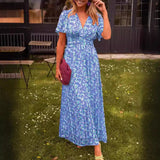 Anais | Zomerjurk met V-hals en elegante lange pasvorm