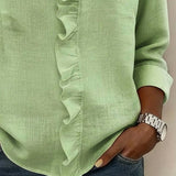 Blouse met V-hals en ruches voor een elegante uitstraling
