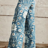 Wijde broek met artistiek patroon en boho chic uitstraling