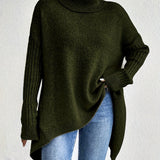 Oversized coltrui met zachte knit en verlengde achterkant
