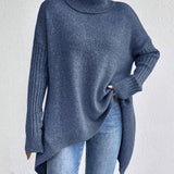 Oversized coltrui met zachte knit en verlengde achterkant