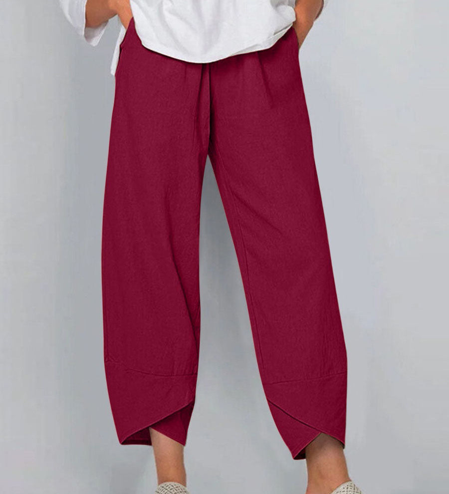 Katoenen linnen broek met los model en elegante casual uitstraling